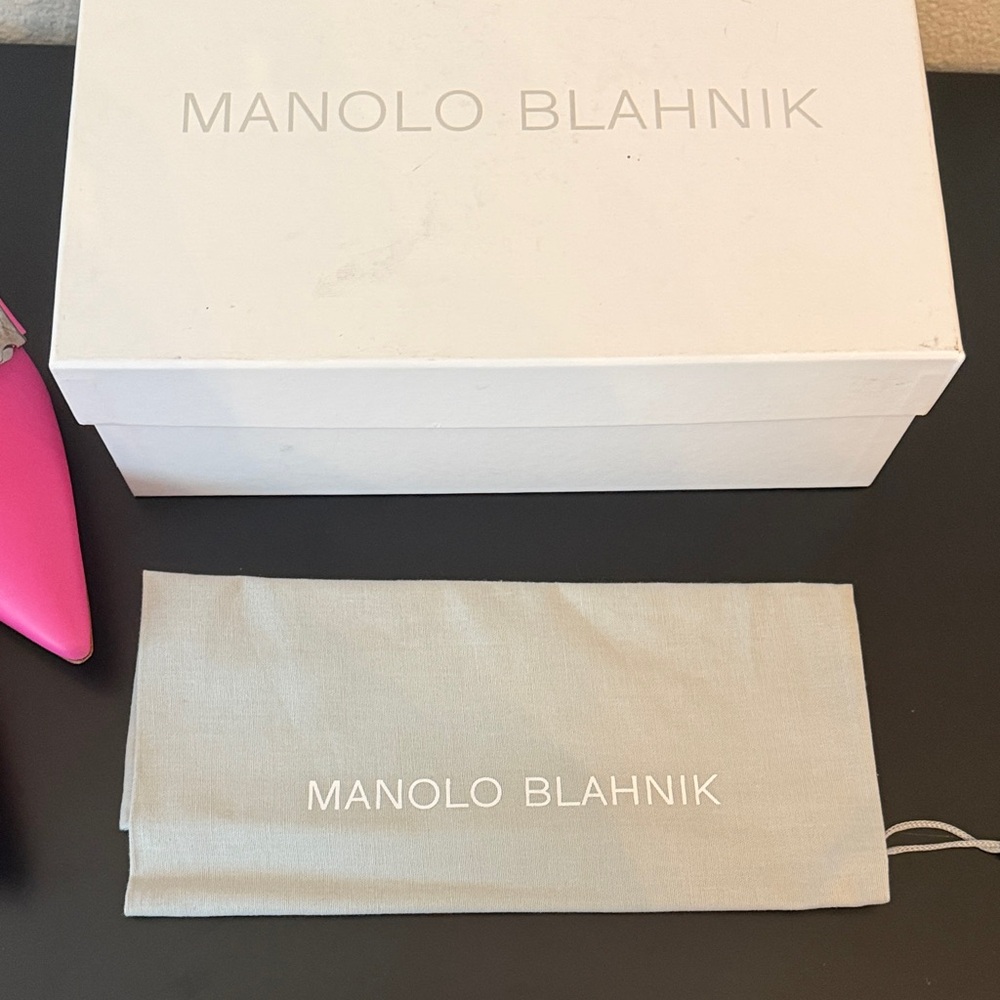 Manolo Blahnik Fuchsia Mules with Silver Buckle - Picture 7 of 15